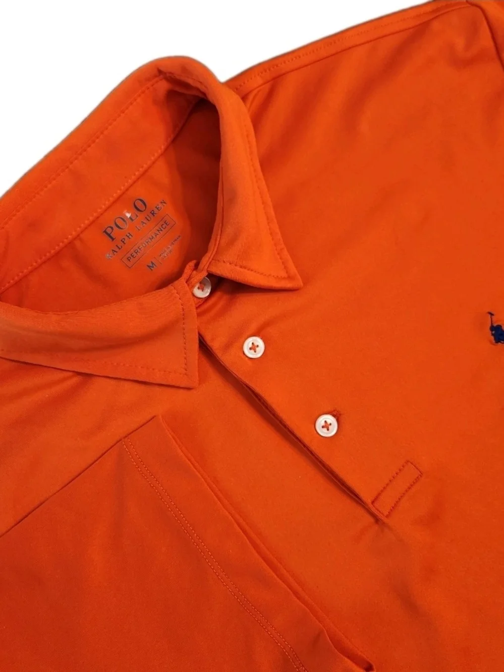 Polo Ralph Lauren Performance Short-Sleeve Shirt Men's Size Med Orange Blue Pony